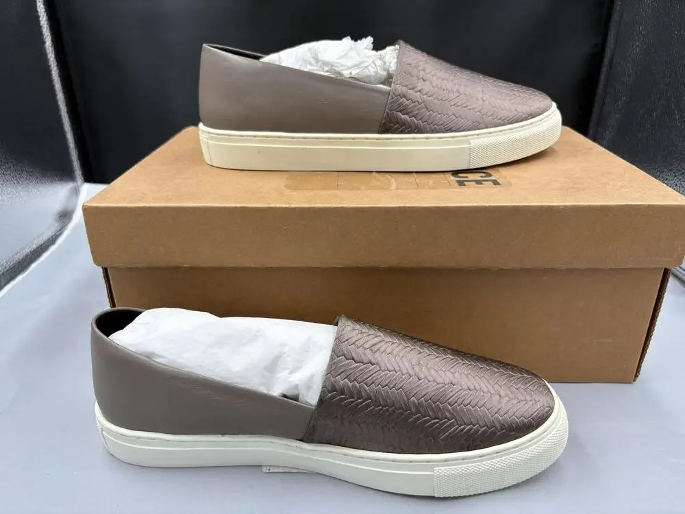 L'AGENCE Skate Shoe Embossed Womens EU 38 US 8 Beige Leather Slip On SS15-01